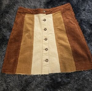 Cato Striped Corduroy Button-Front Skirt